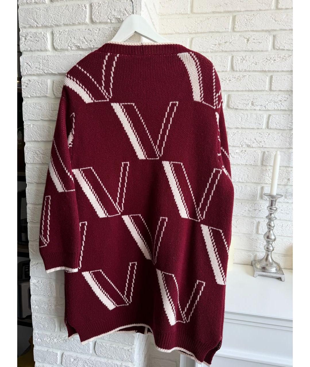 VALENTINO Бордовый шерстяной кардиган, фото 2