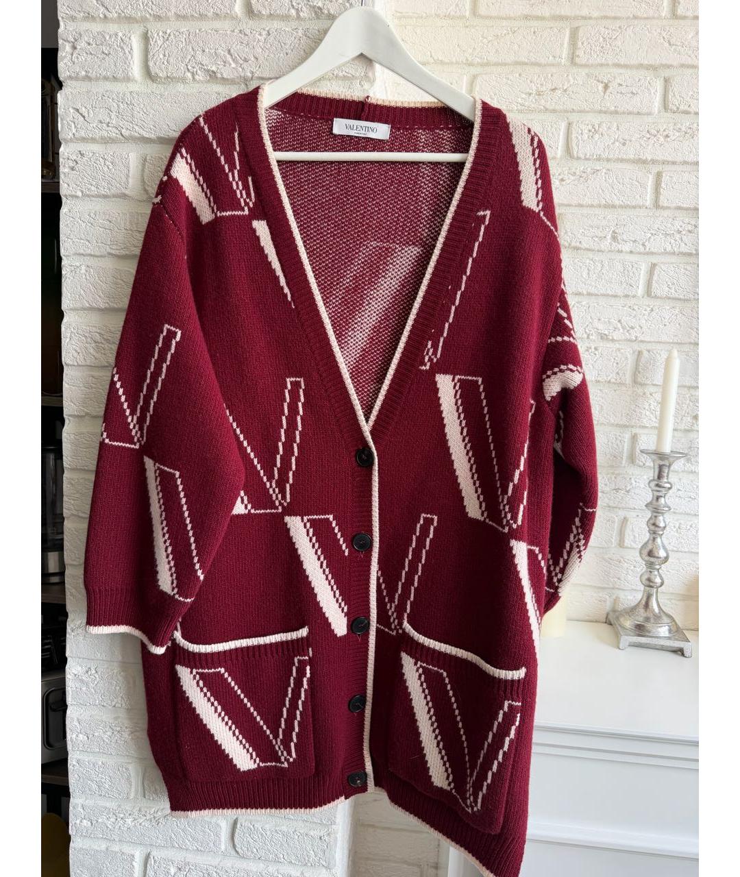 VALENTINO Бордовый шерстяной кардиган, фото 9