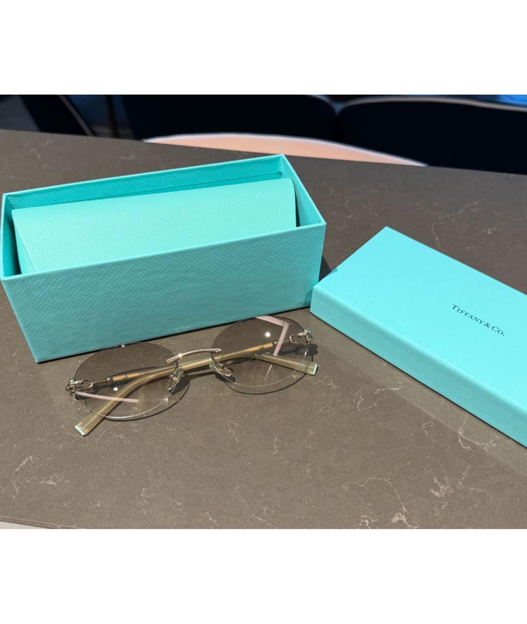 TIFFANY&CO Золотые металлические солнцезащитные очки, фото 3