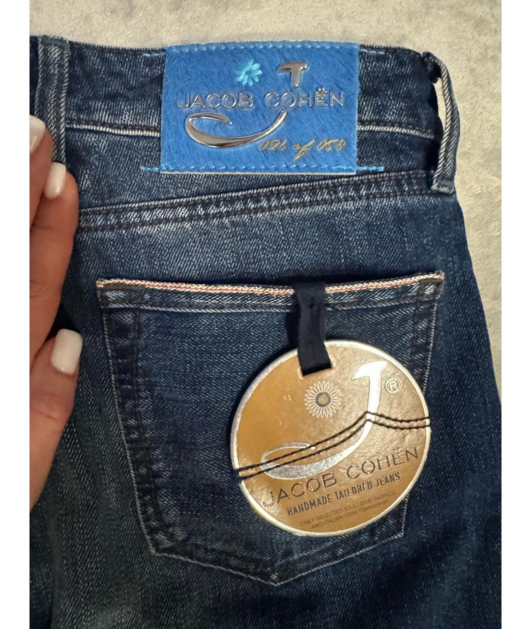 JACOB COHEN Темно-синие хлопковые прямые джинсы, фото 7