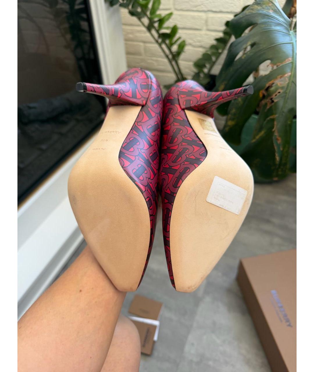 BURBERRY Бордовые кожаные туфли, фото 4