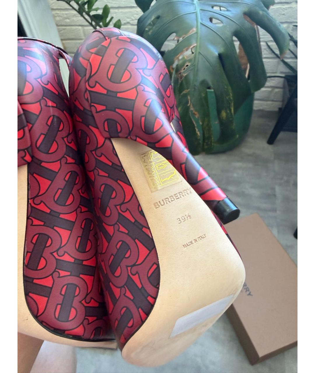 BURBERRY Бордовые кожаные туфли, фото 8