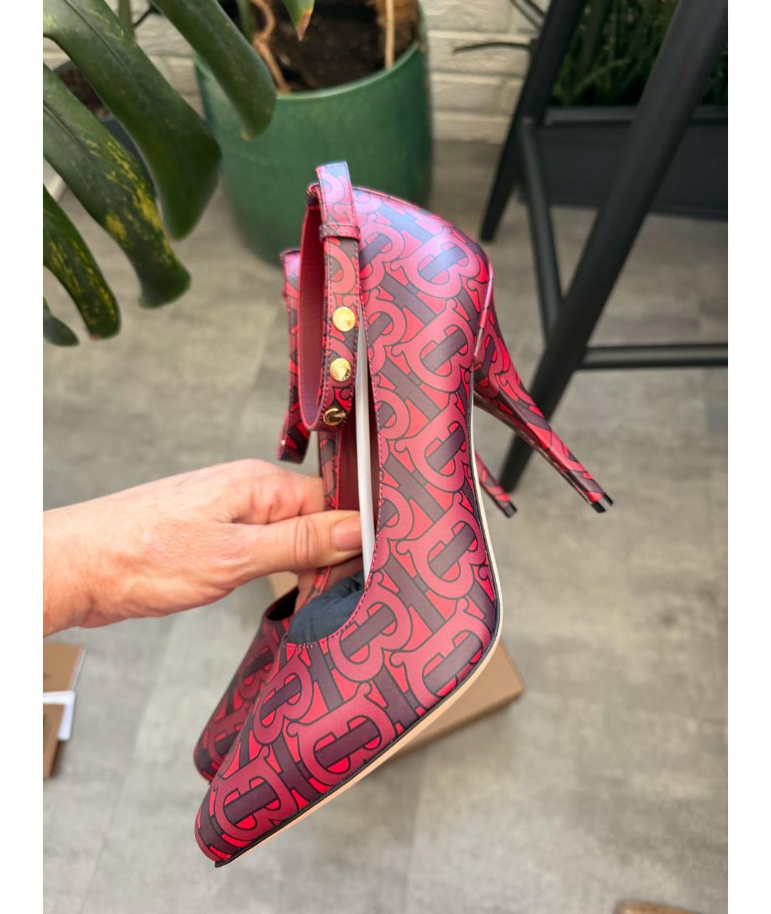 BURBERRY Бордовые кожаные туфли, фото 7