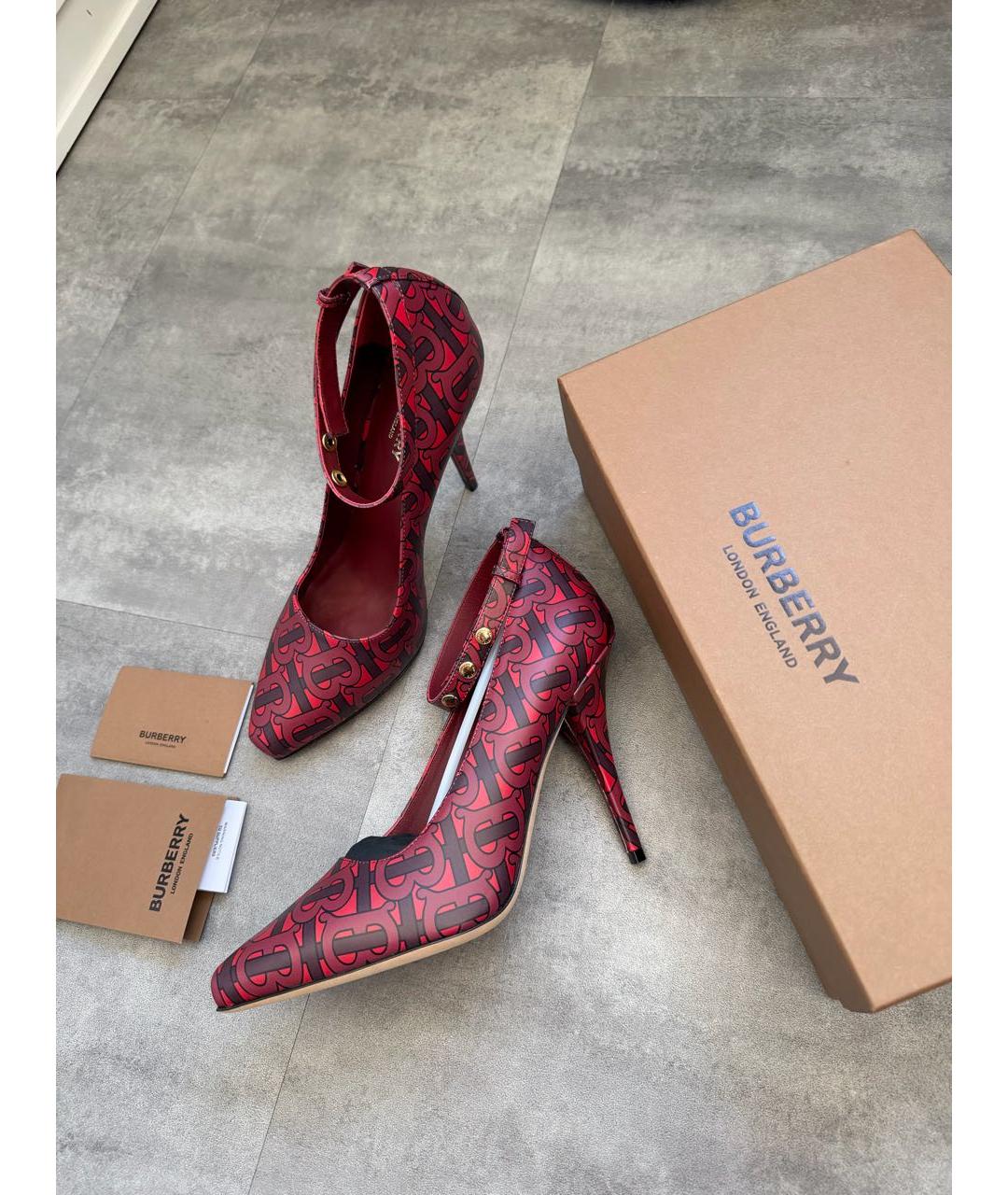 BURBERRY Бордовые кожаные туфли, фото 9