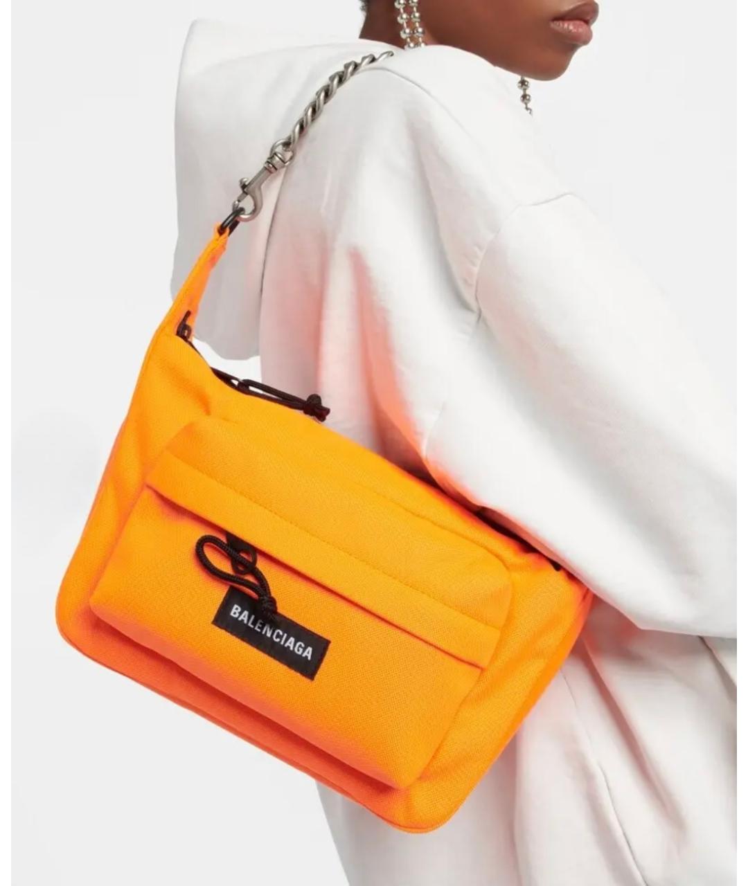 BALENCIAGA Оранжевая тканевая сумка с короткими ручками, фото 7
