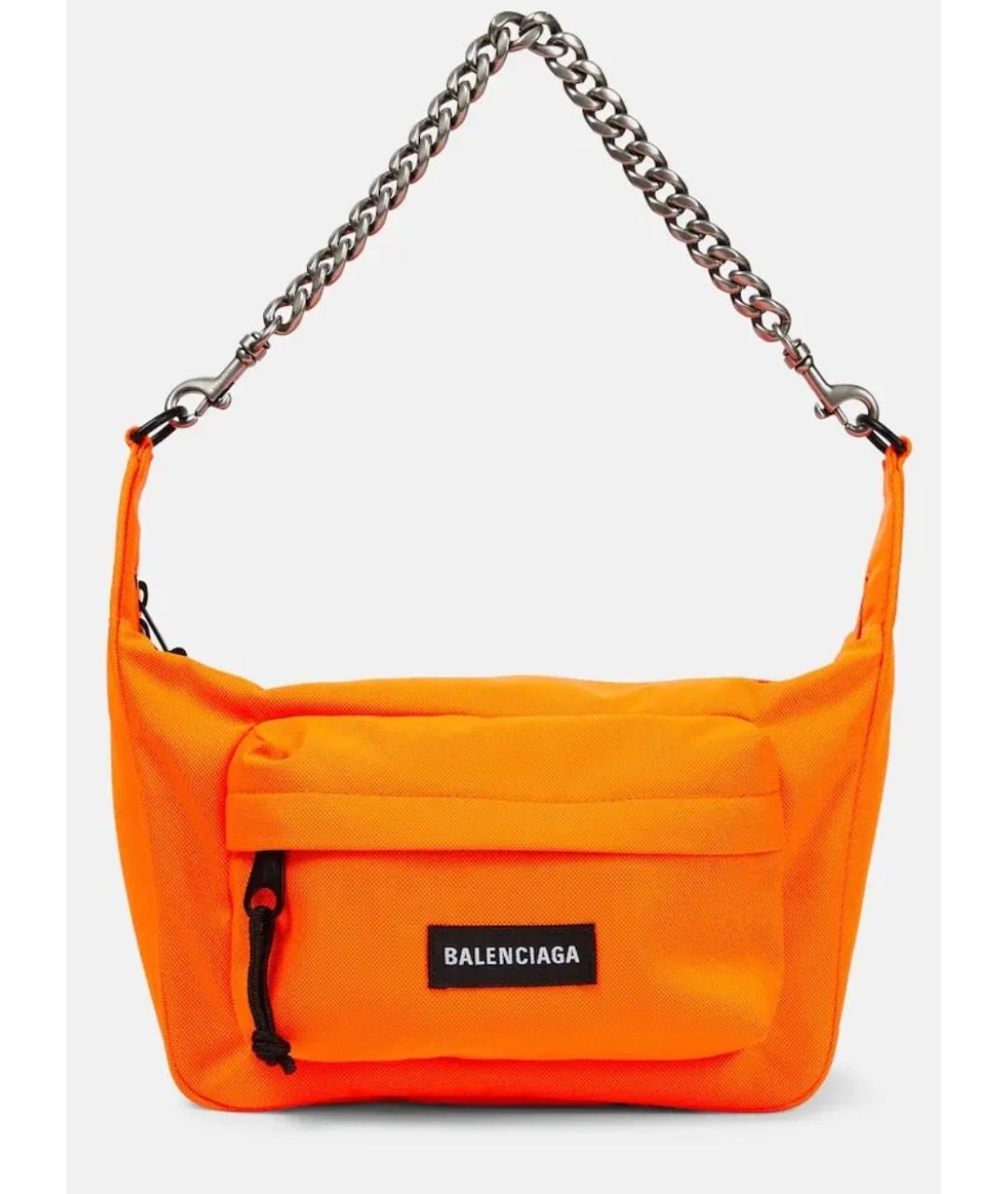 BALENCIAGA Оранжевая тканевая сумка с короткими ручками, фото 4