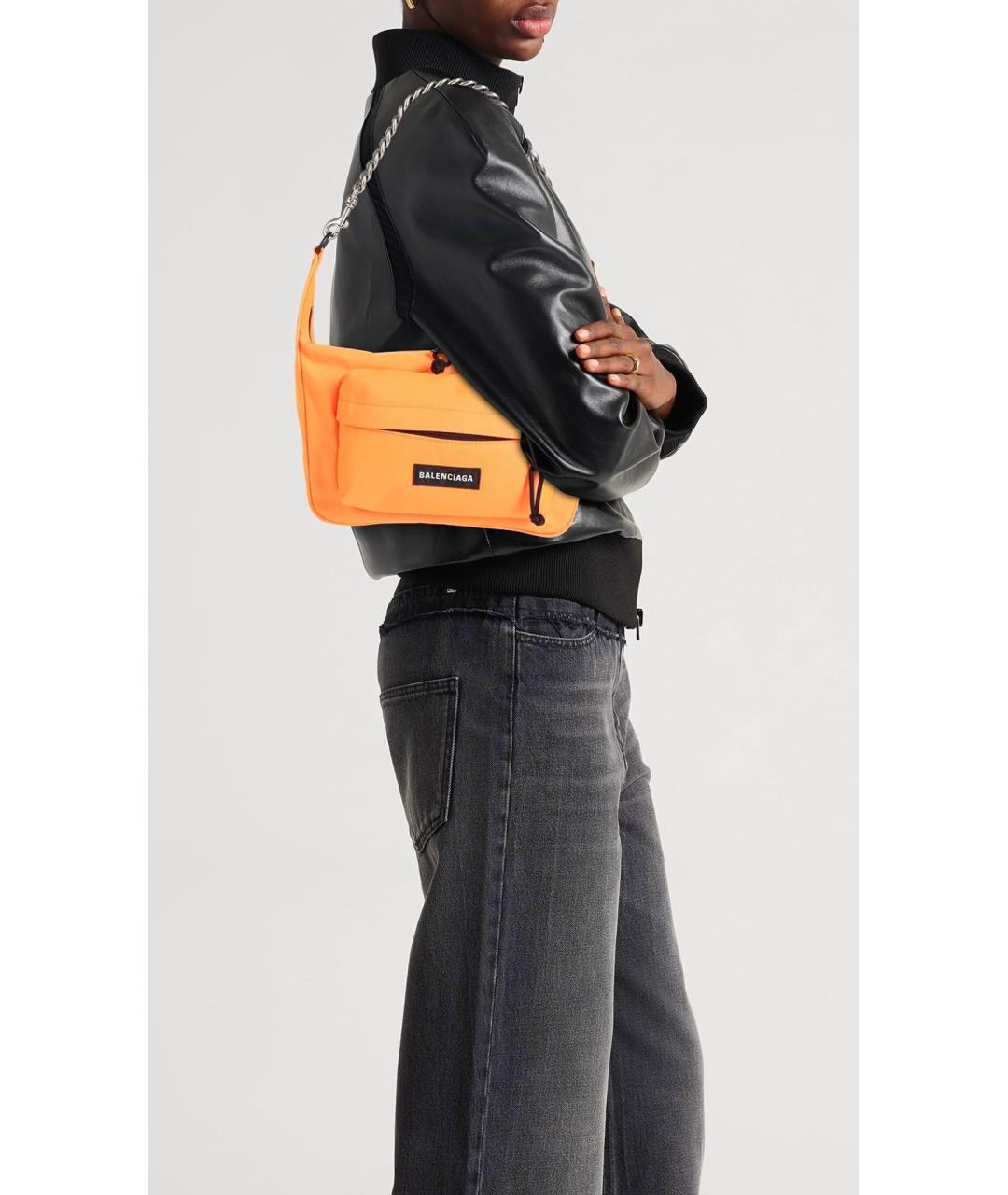 BALENCIAGA Оранжевая тканевая сумка с короткими ручками, фото 3