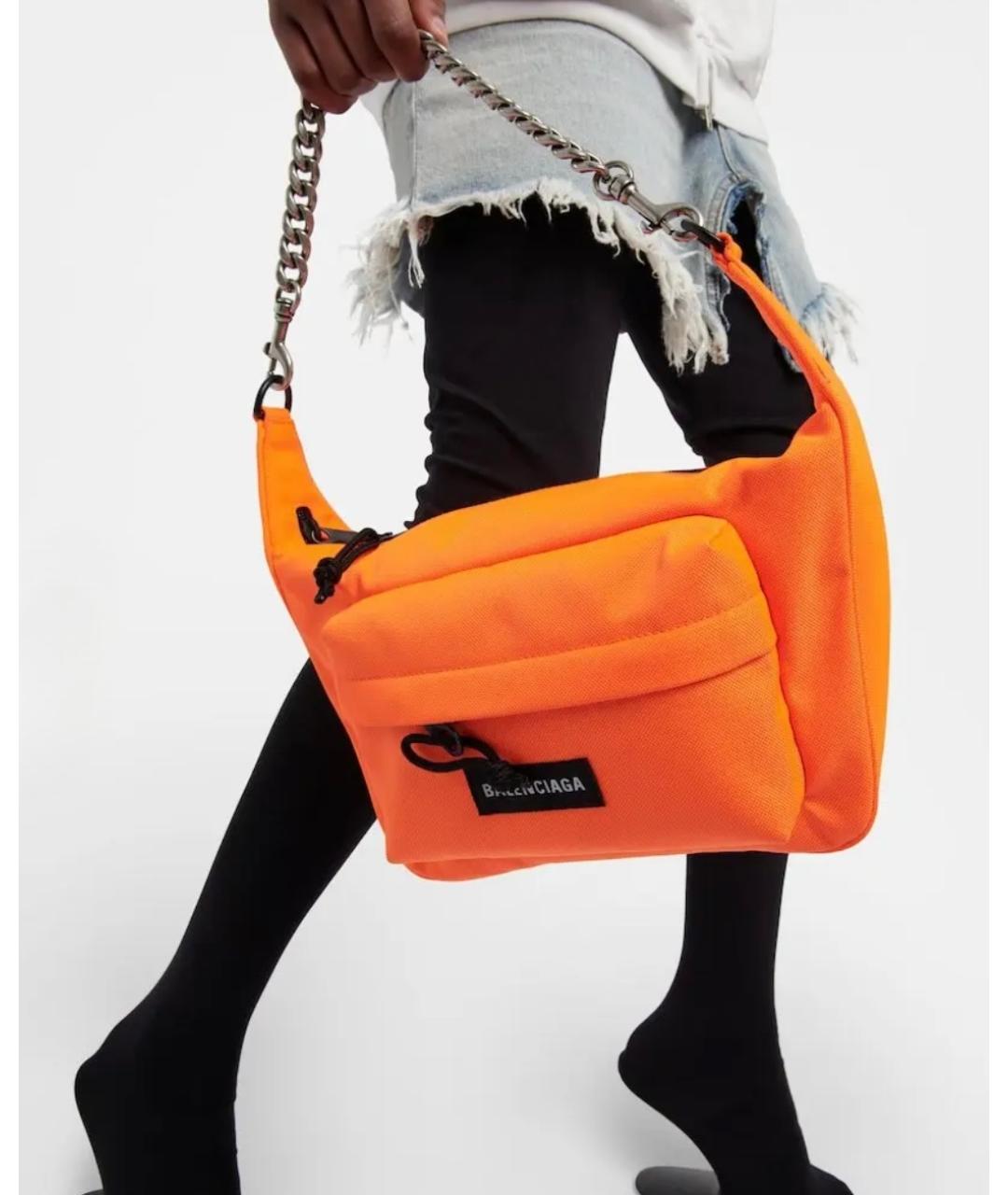 BALENCIAGA Оранжевая тканевая сумка с короткими ручками, фото 8