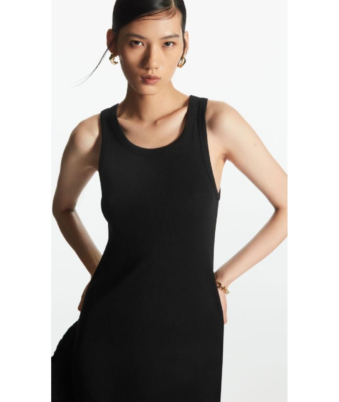 COS Черное хлопко-эластановое повседневное платье, фото 3