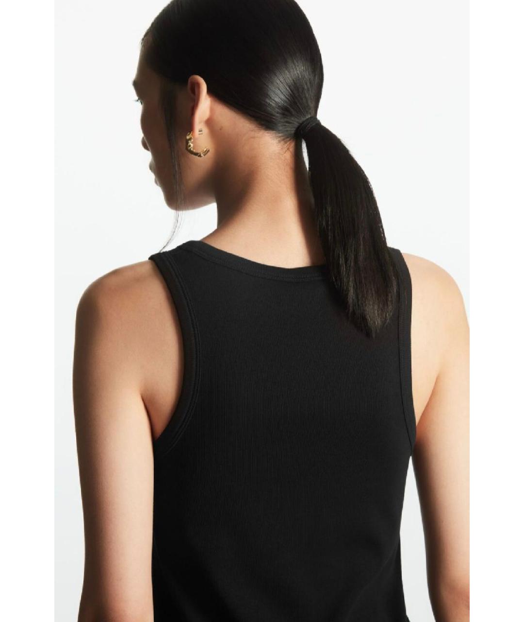 COS Черное хлопко-эластановое повседневное платье, фото 4