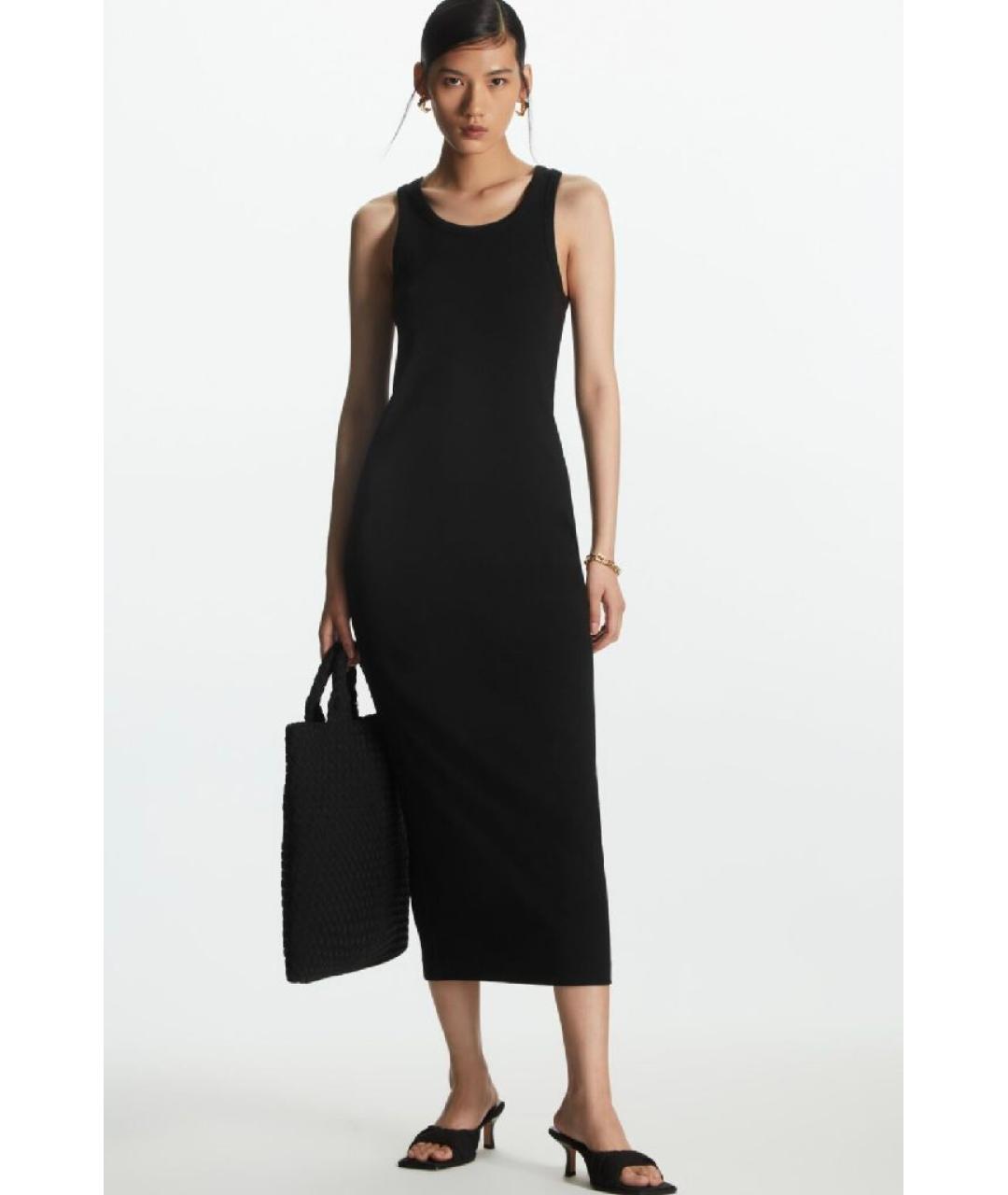COS Черное хлопко-эластановое повседневное платье, фото 2