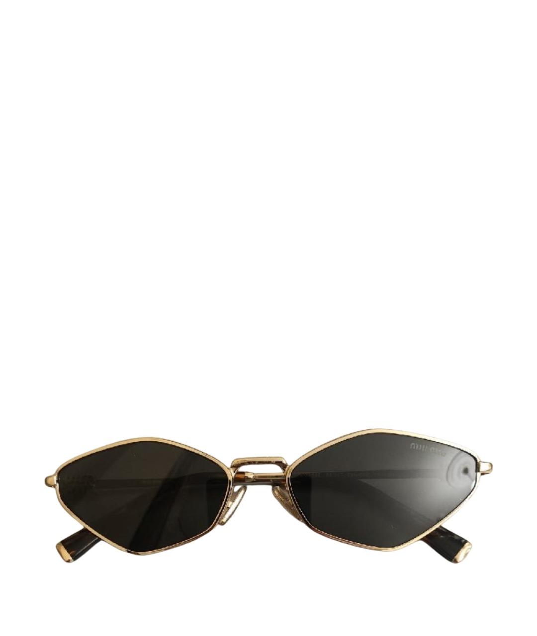 MIU MIU Золотые металлические солнцезащитные очки, фото 1