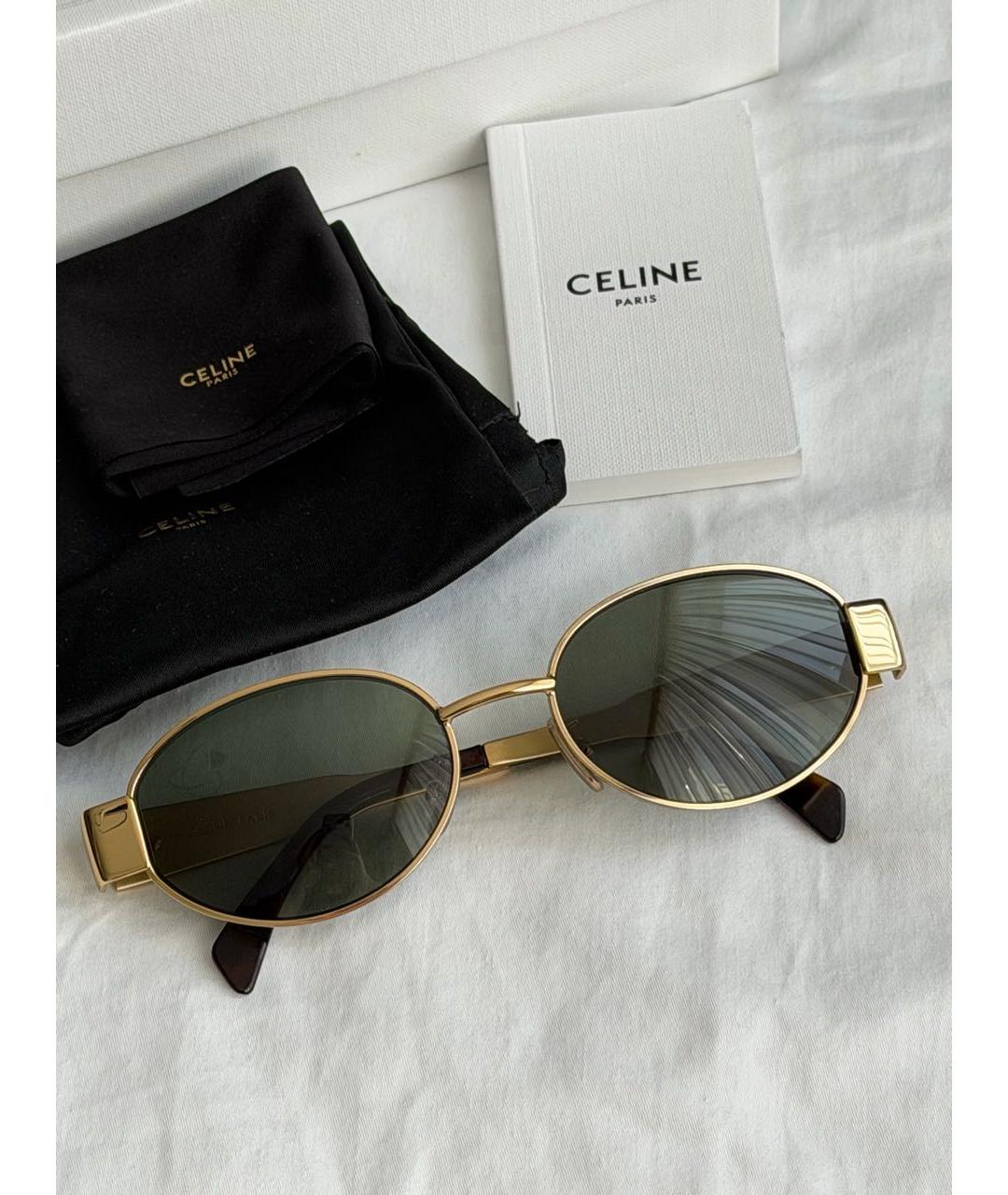 CELINE Золотые металлические солнцезащитные очки, фото 9