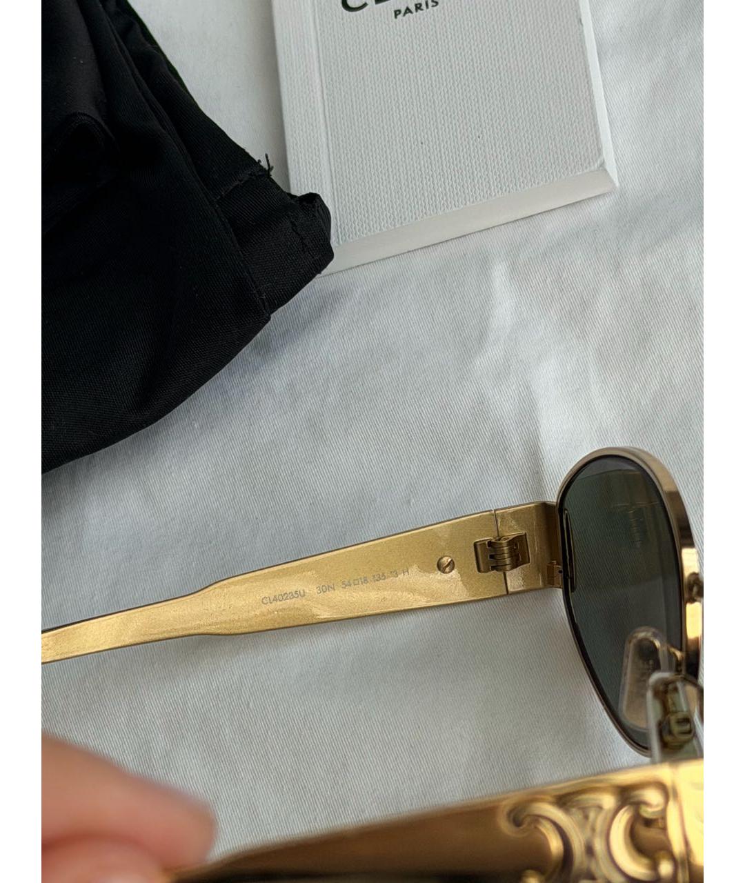 CELINE Золотые металлические солнцезащитные очки, фото 7