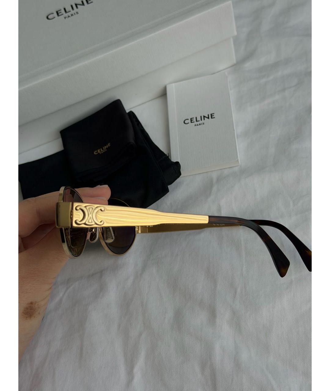 CELINE Золотые металлические солнцезащитные очки, фото 5