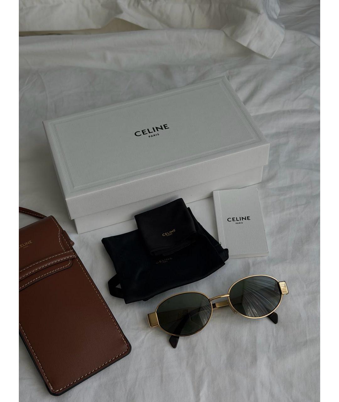 CELINE Золотые металлические солнцезащитные очки, фото 2