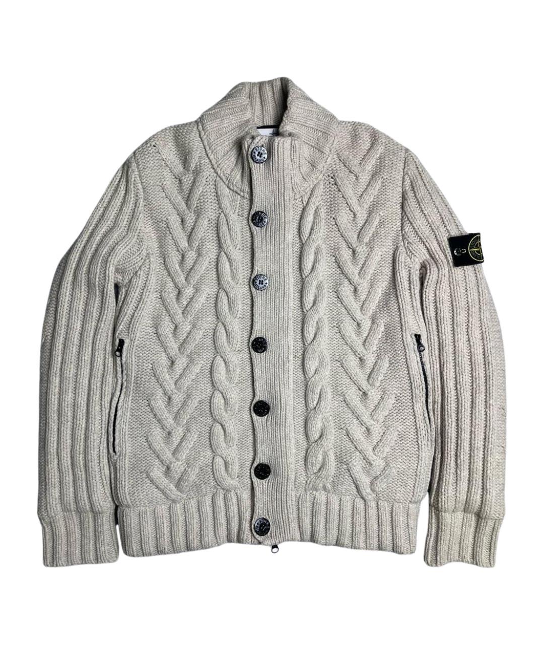 STONE ISLAND Бежевый шерстяной кардиган, фото 1