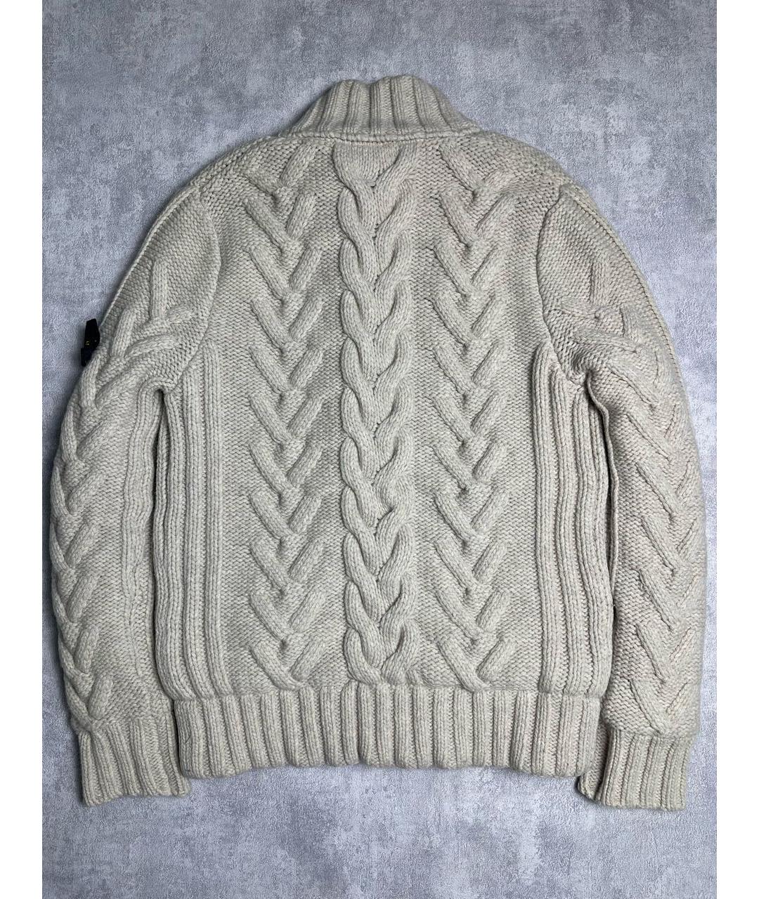 STONE ISLAND Бежевый шерстяной кардиган, фото 3