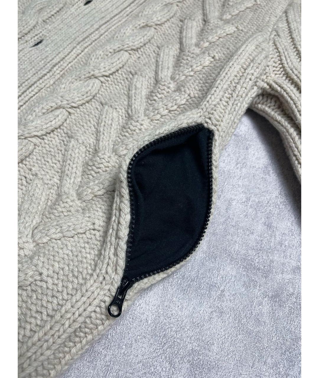 STONE ISLAND Бежевый шерстяной кардиган, фото 6