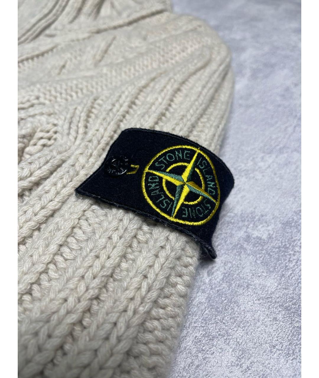 STONE ISLAND Бежевый шерстяной кардиган, фото 5