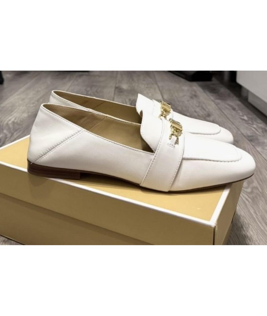 MICHAEL MICHAEL KORS Белые кожаные лоферы, фото 4