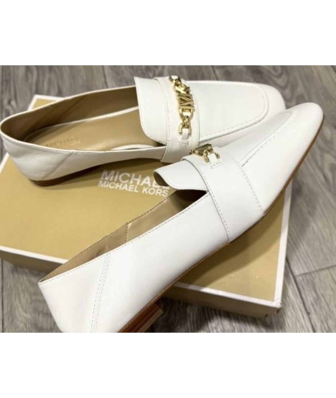 MICHAEL MICHAEL KORS Белые кожаные лоферы, фото 5