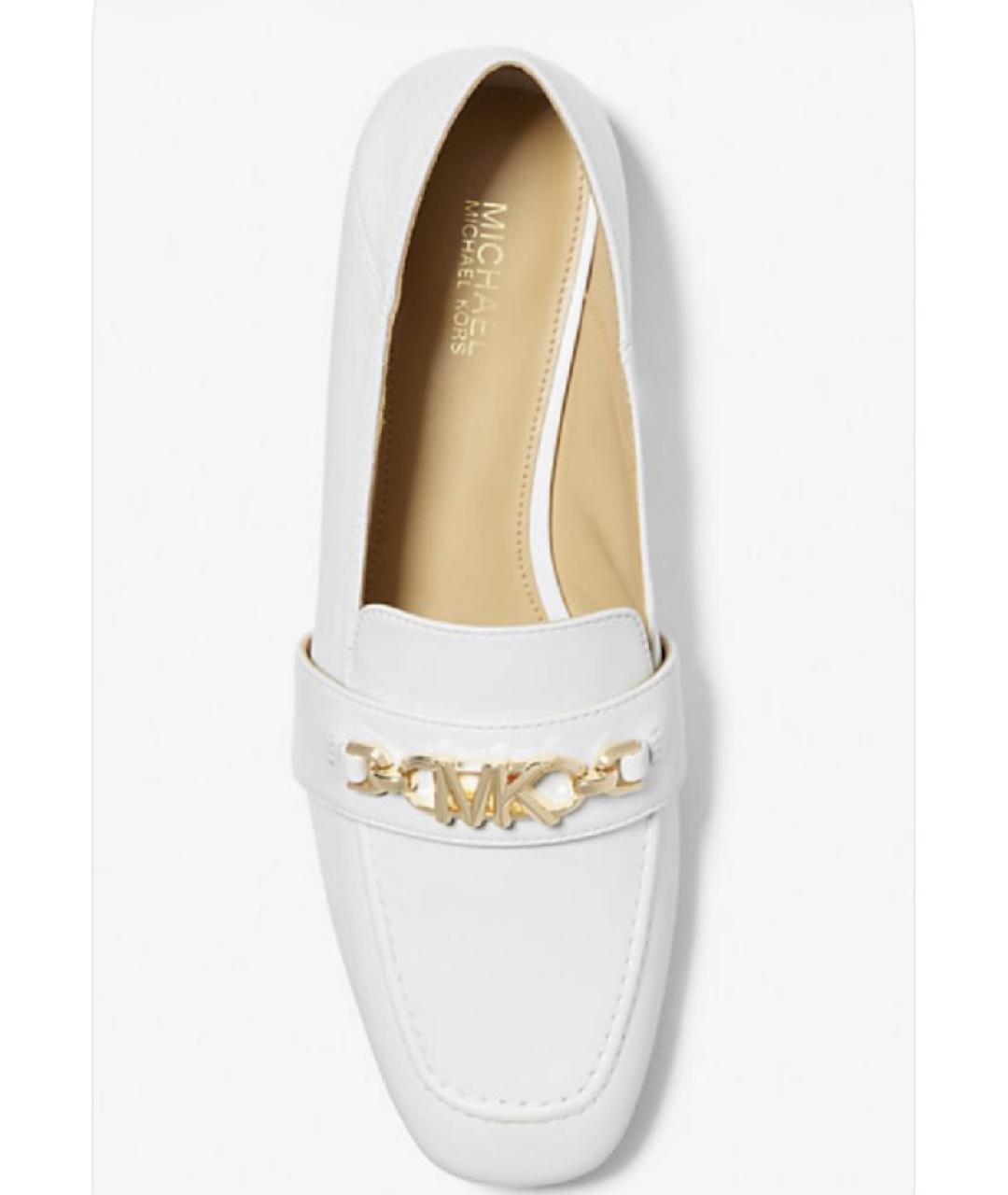 MICHAEL MICHAEL KORS Белые кожаные лоферы, фото 3