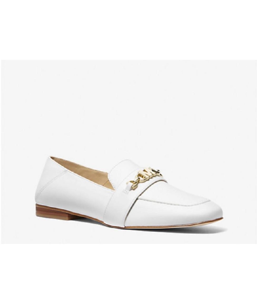 MICHAEL MICHAEL KORS Белые кожаные лоферы, фото 2