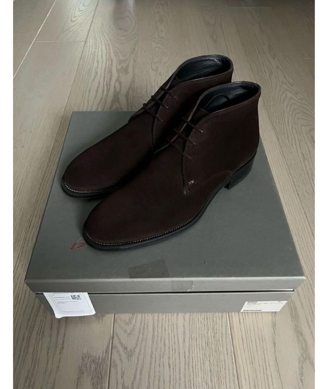 BRIONI Коричневые замшевые высокие ботинки, фото 5