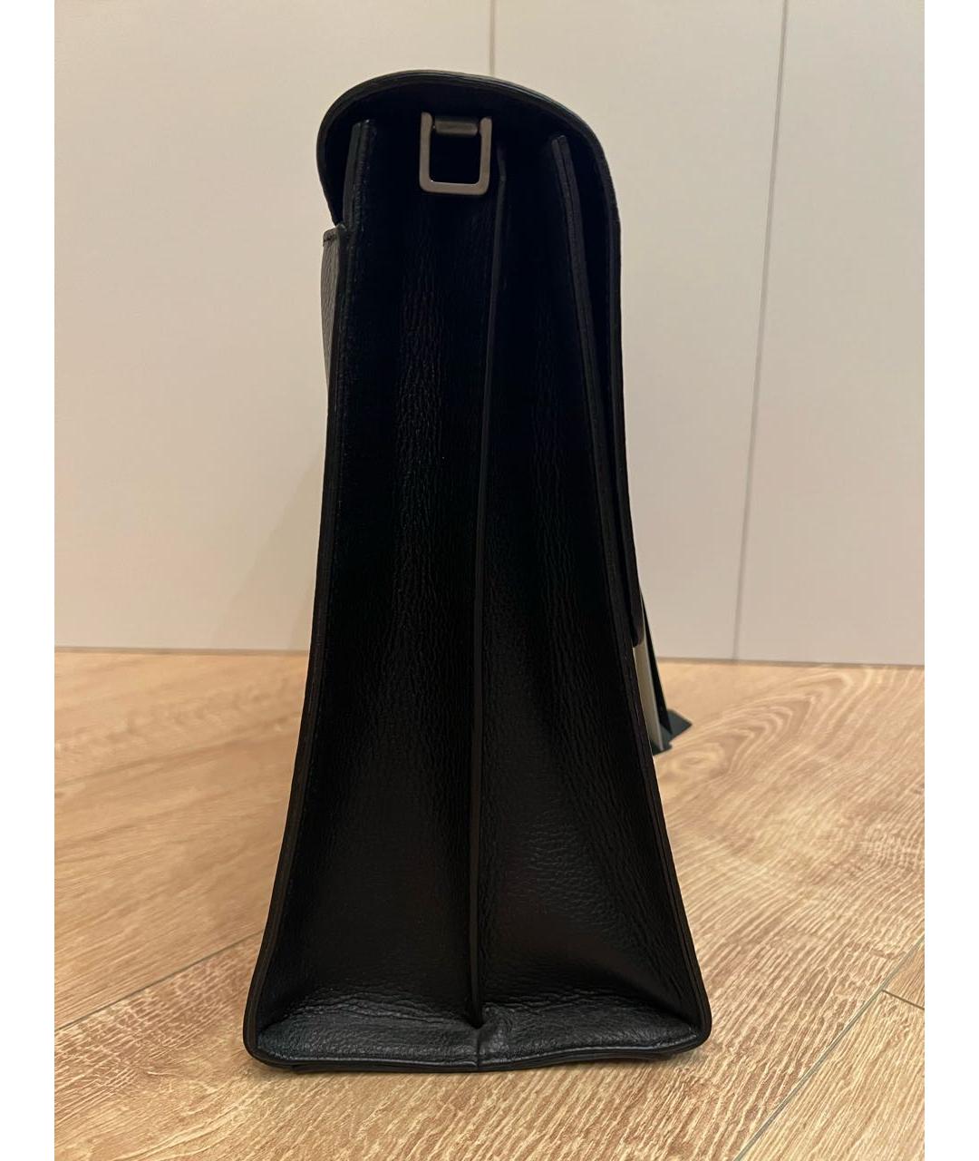 GIORGIO ARMANI Черный кожаный портфель, фото 3