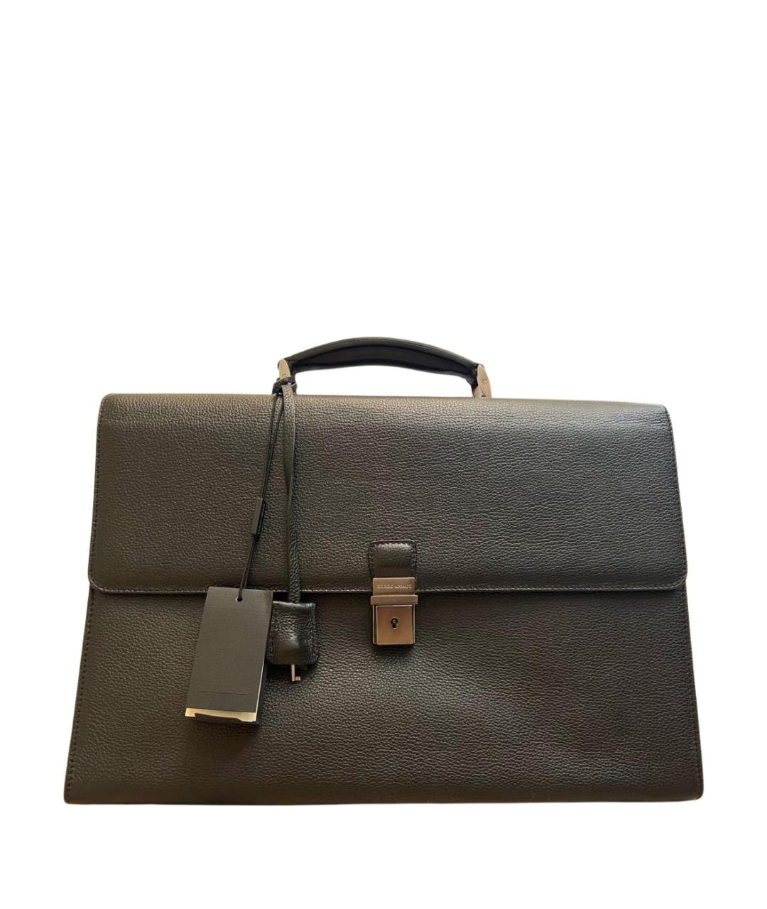 GIORGIO ARMANI Черный кожаный портфель, фото 1