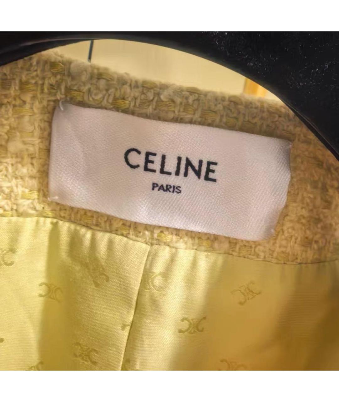 CELINE Желтый твидовый жакет/пиджак, фото 5