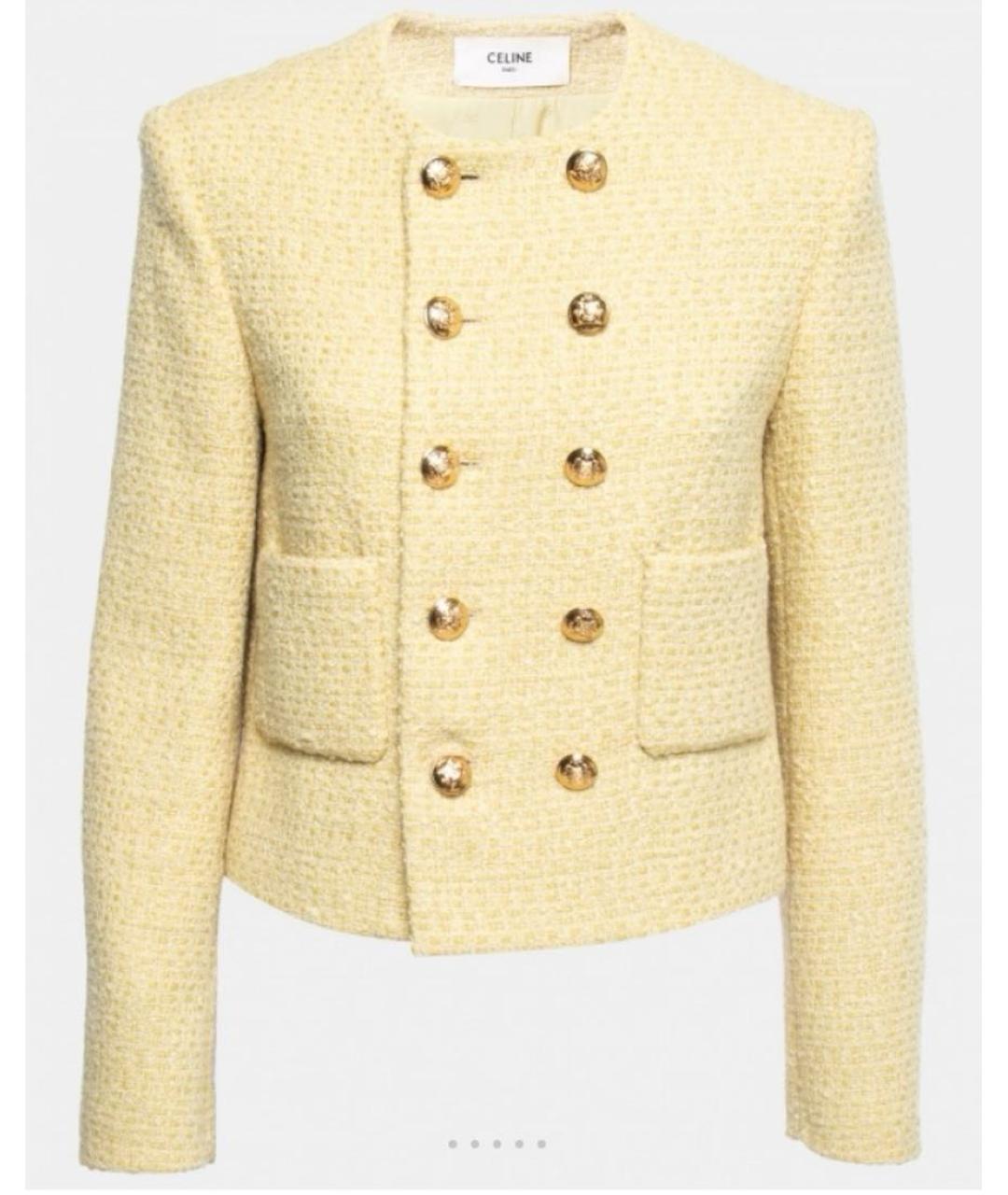 CELINE Желтый твидовый жакет/пиджак, фото 9