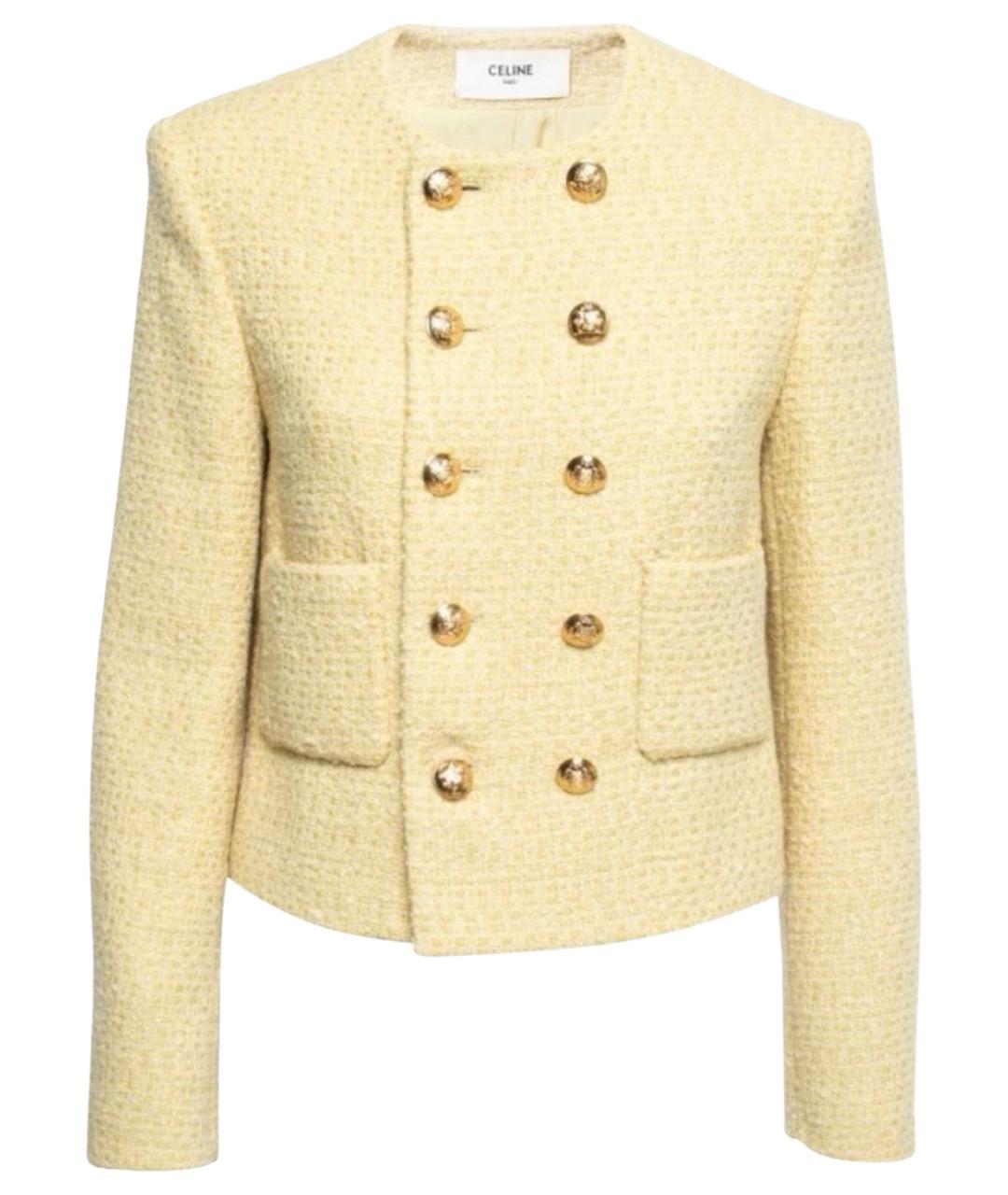 CELINE Желтый твидовый жакет/пиджак, фото 1