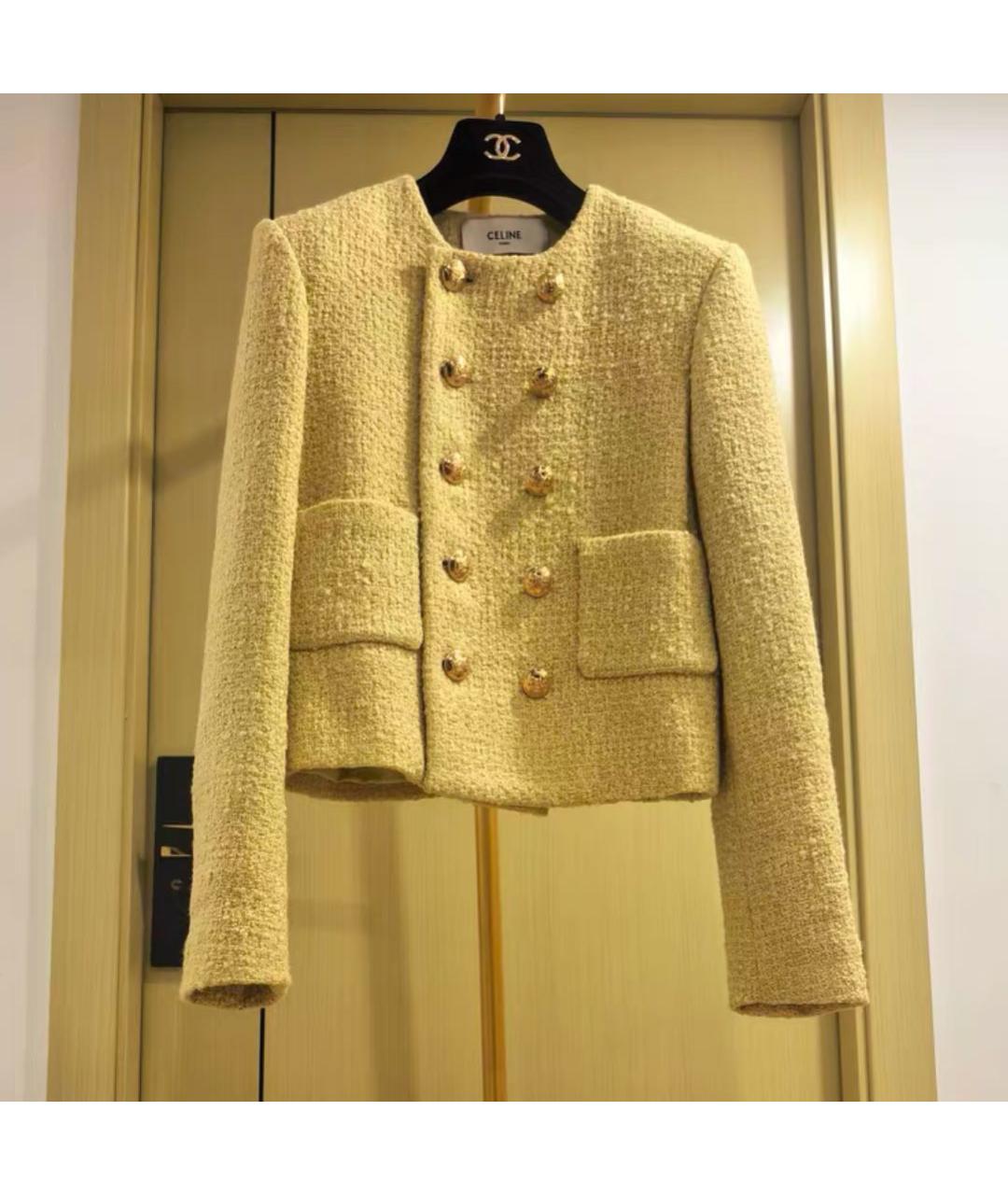 CELINE Желтый твидовый жакет/пиджак, фото 2