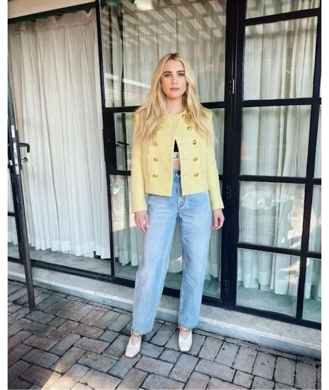 CELINE Желтый твидовый жакет/пиджак, фото 6