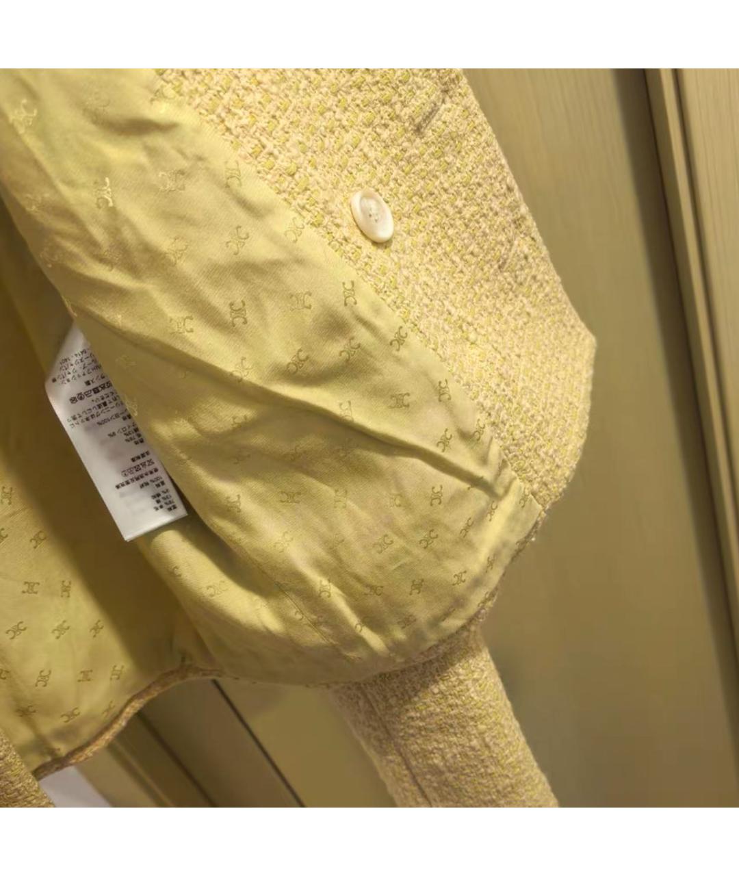 CELINE Желтый твидовый жакет/пиджак, фото 4