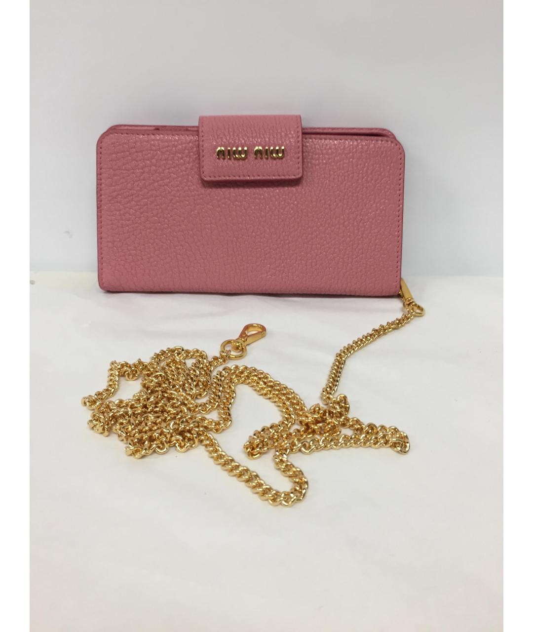 MIU MIU Розовая кожаная сумка через плечо, фото 3