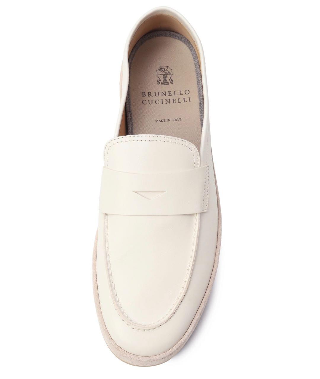 BRUNELLO CUCINELLI Белые кожаные лоферы, фото 2