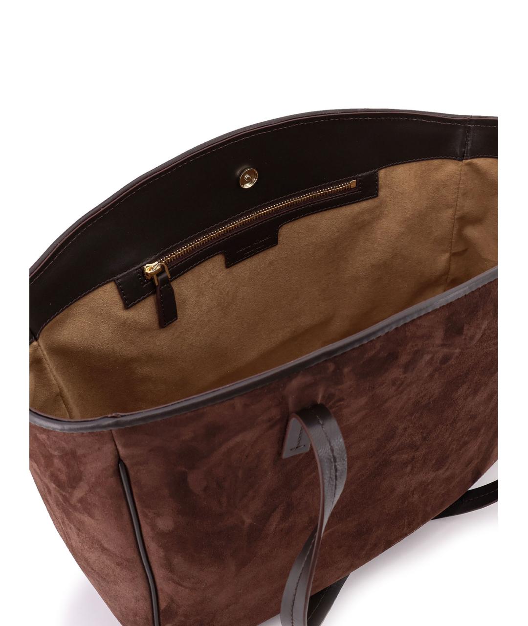 MANU ATELIER Коричневая замшевая сумка тоут, фото 4