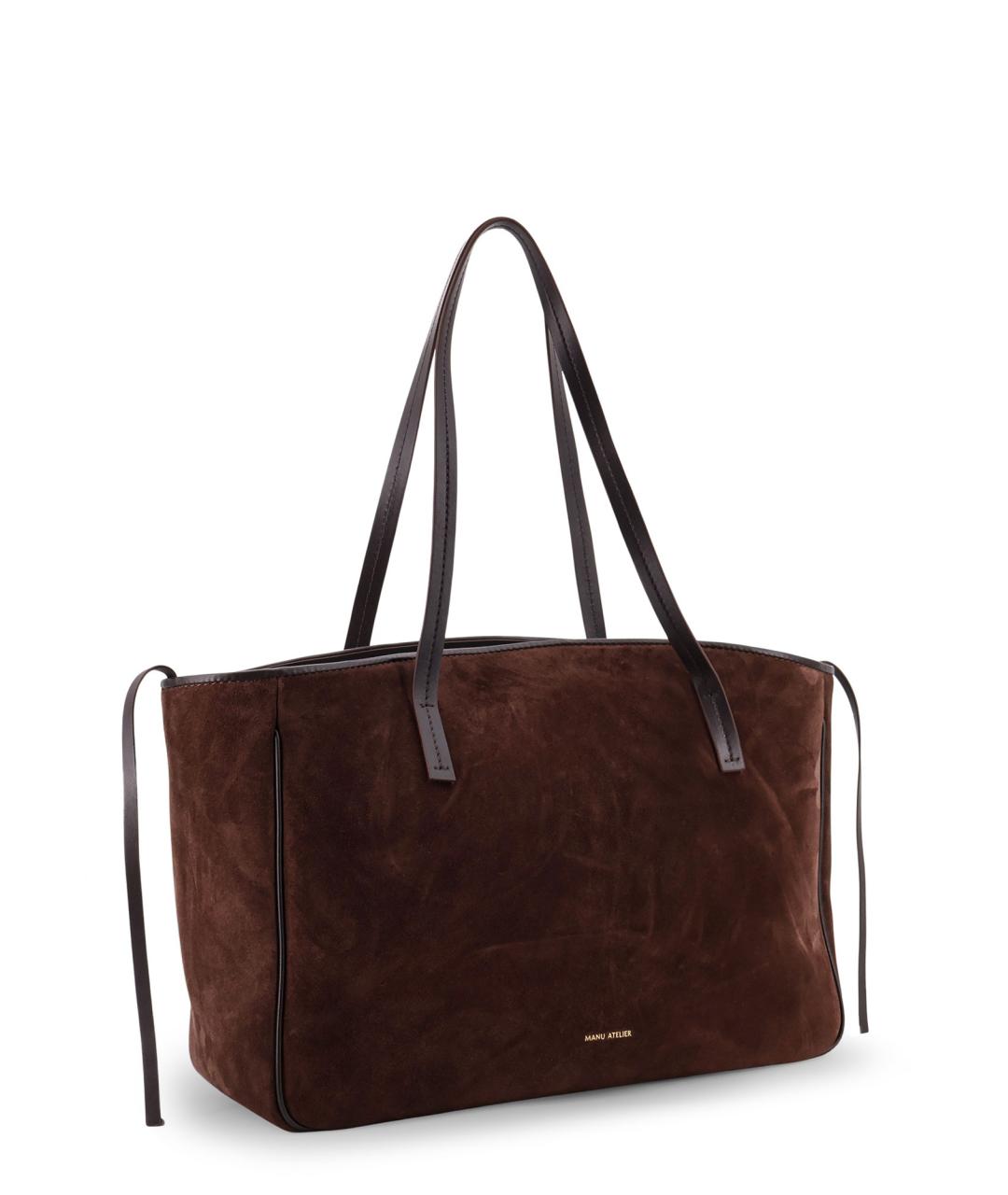 MANU ATELIER Коричневая замшевая сумка тоут, фото 3