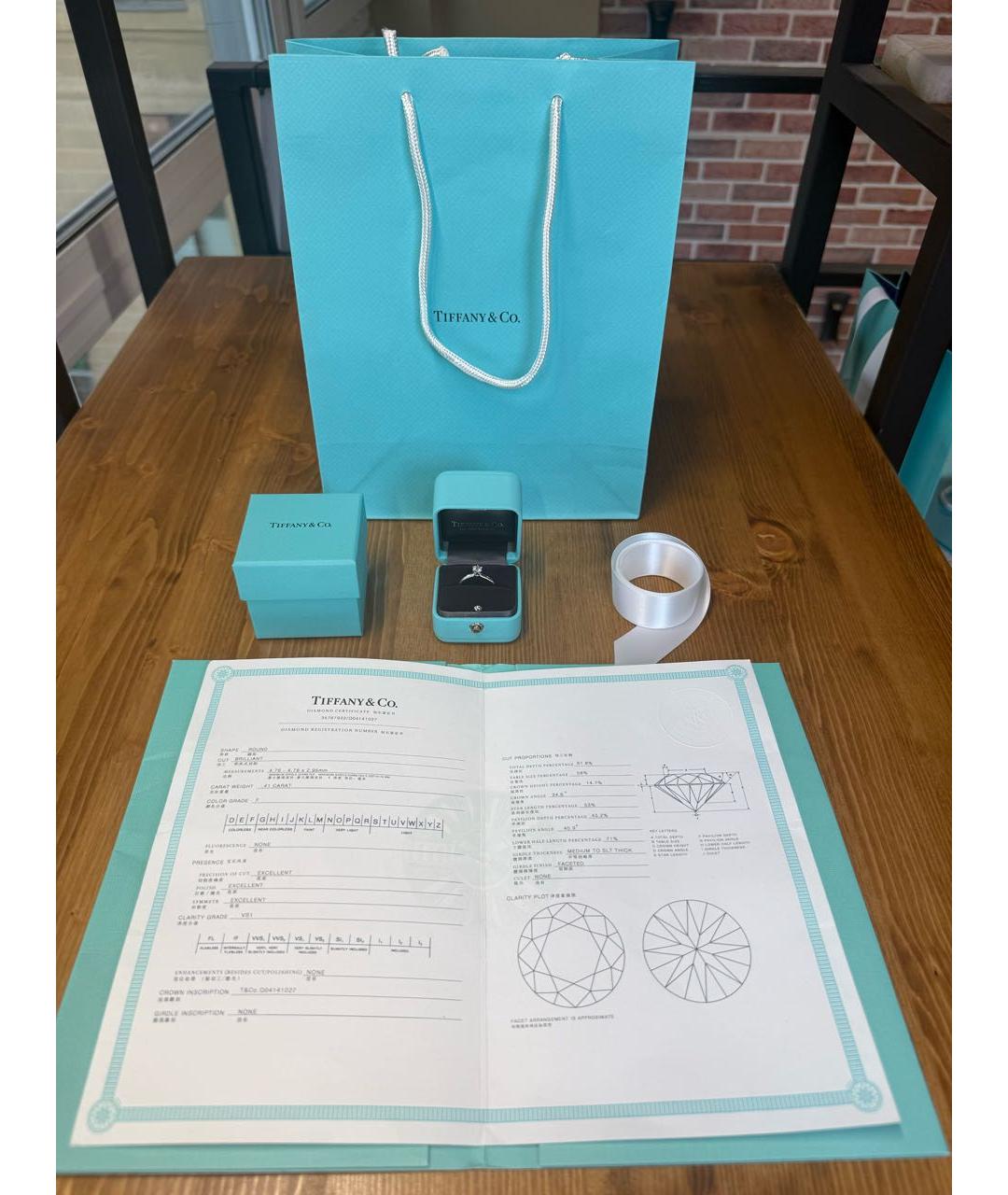 TIFFANY&CO Белое платиновое кольцо, фото 6