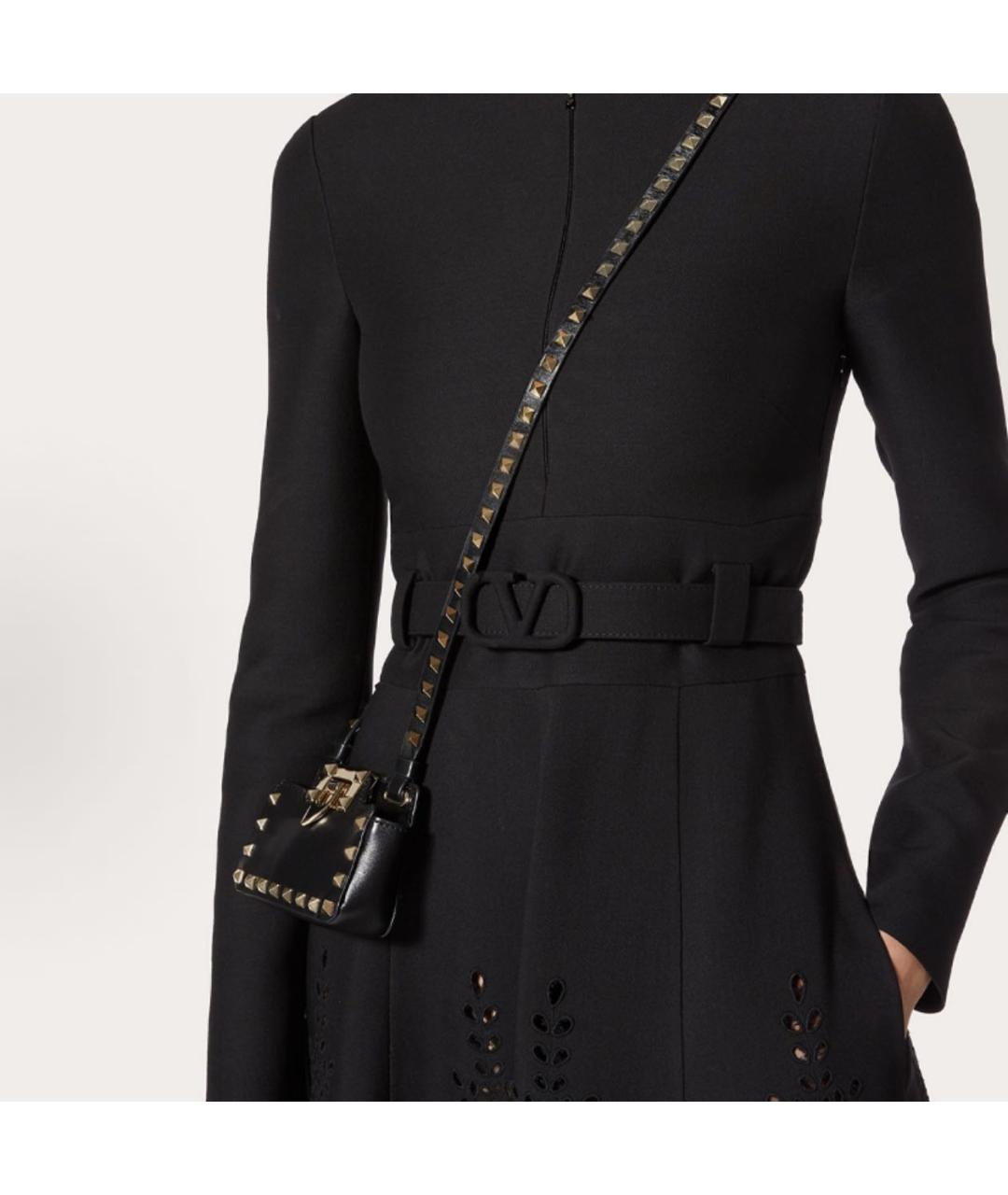 VALENTINO Черная кожаная сумка через плечо, фото 4