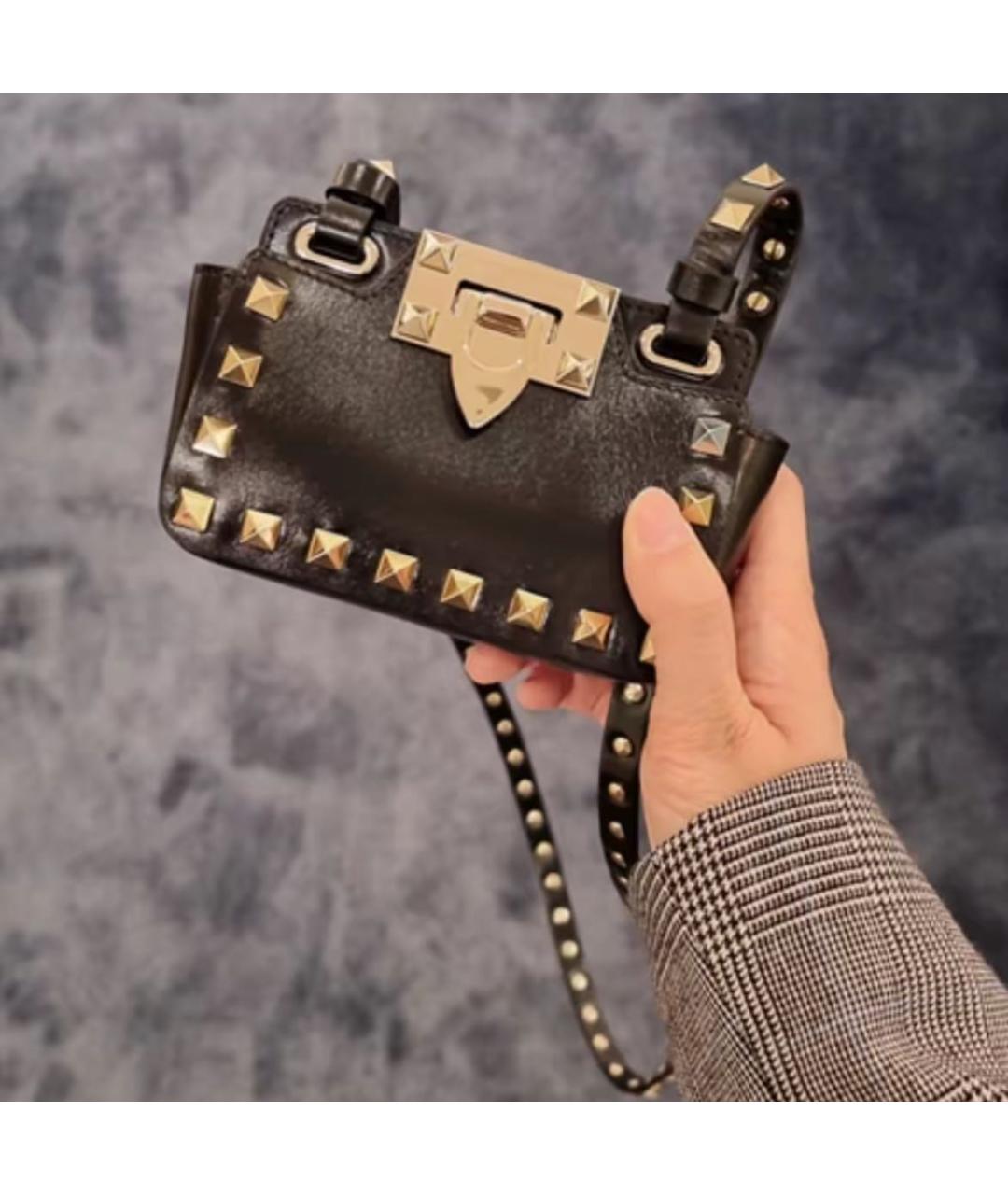 VALENTINO Черная кожаная сумка через плечо, фото 5