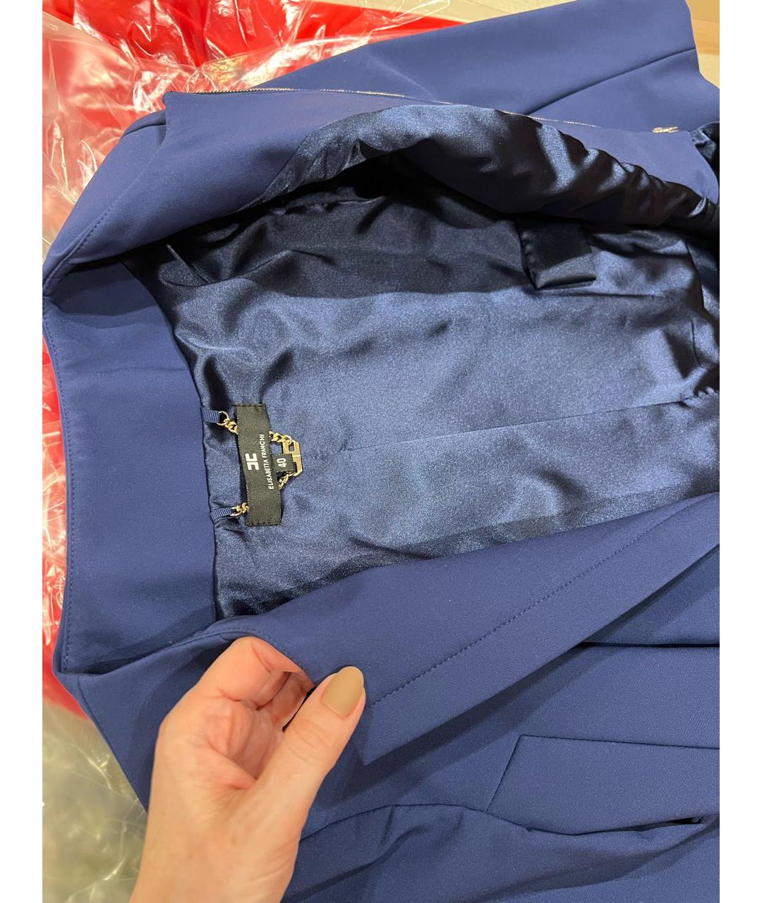 ELISABETTA FRANCHI Синий полиамидовый костюм с брюками, фото 5