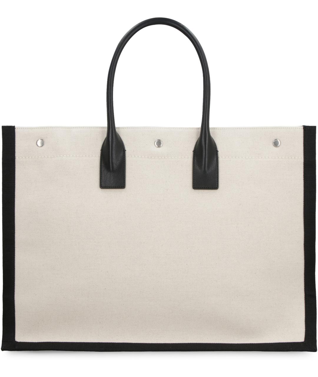 SAINT LAURENT Бежевая льняная сумка тоут, фото 4