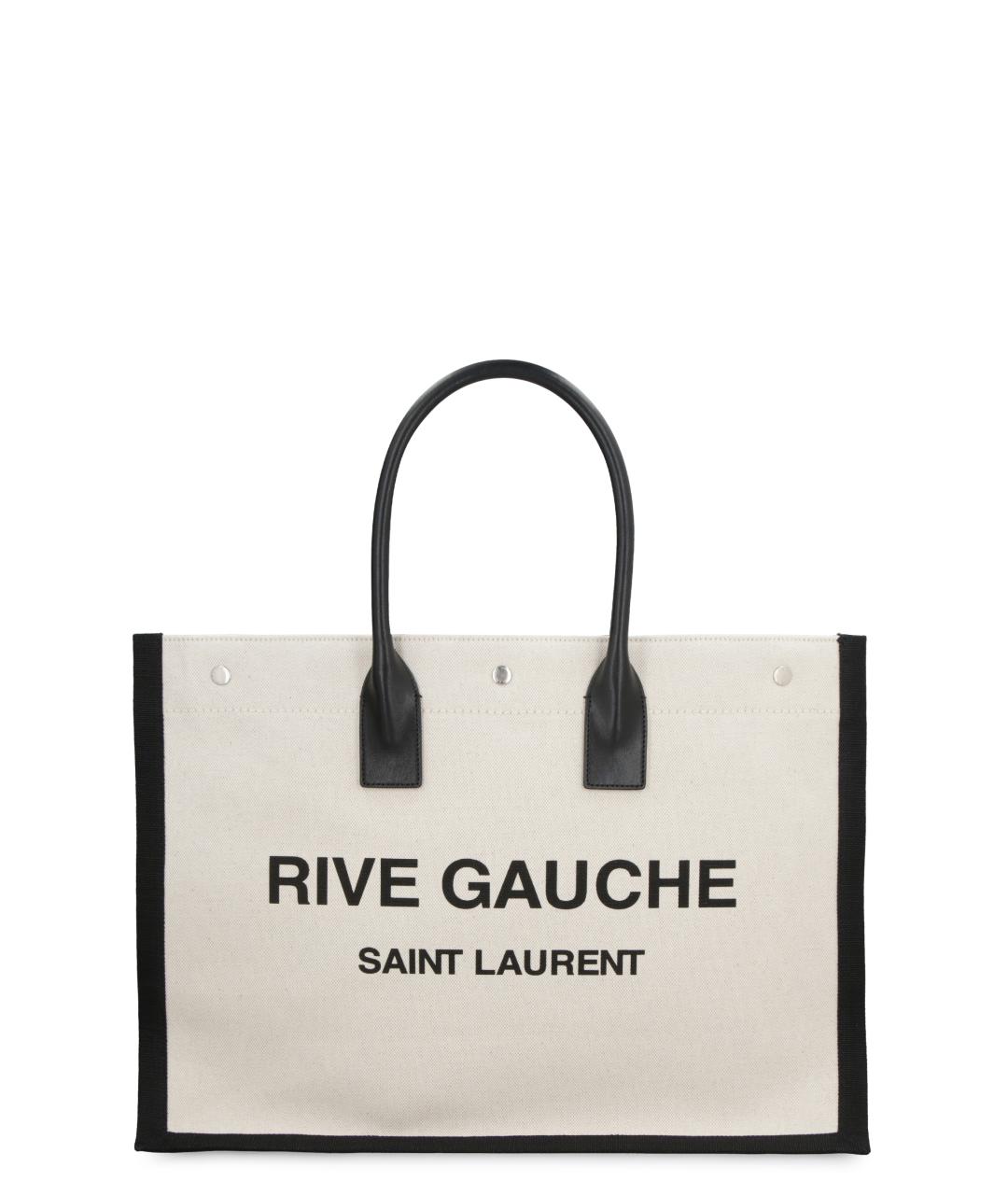 SAINT LAURENT Бежевая льняная сумка тоут, фото 1