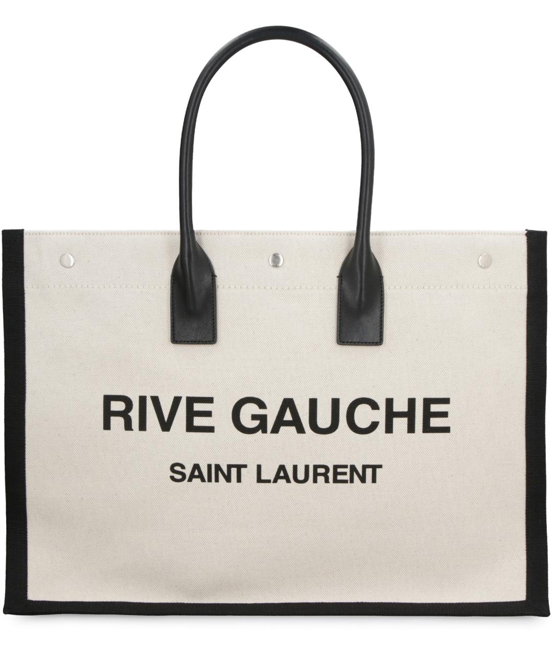 SAINT LAURENT Бежевая льняная сумка тоут, фото 2