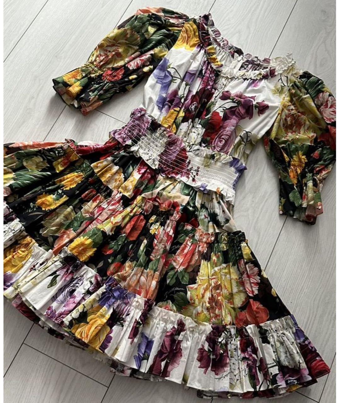 DOLCE&GABBANA Мульти хлопковое повседневное платье, фото 4