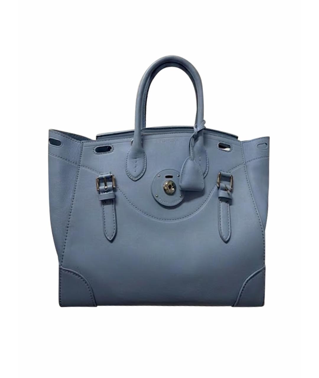 RALPH LAUREN Голубая кожаная сумка тоут, фото 1